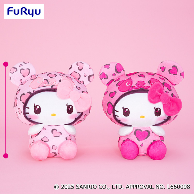 パンダ ハローキティ レディなヒョウ柄BIGぬいぐるみ プライズの